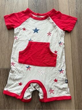 Kyte baby USA Red & White Star Pocket Baby Romper Size 3/6m